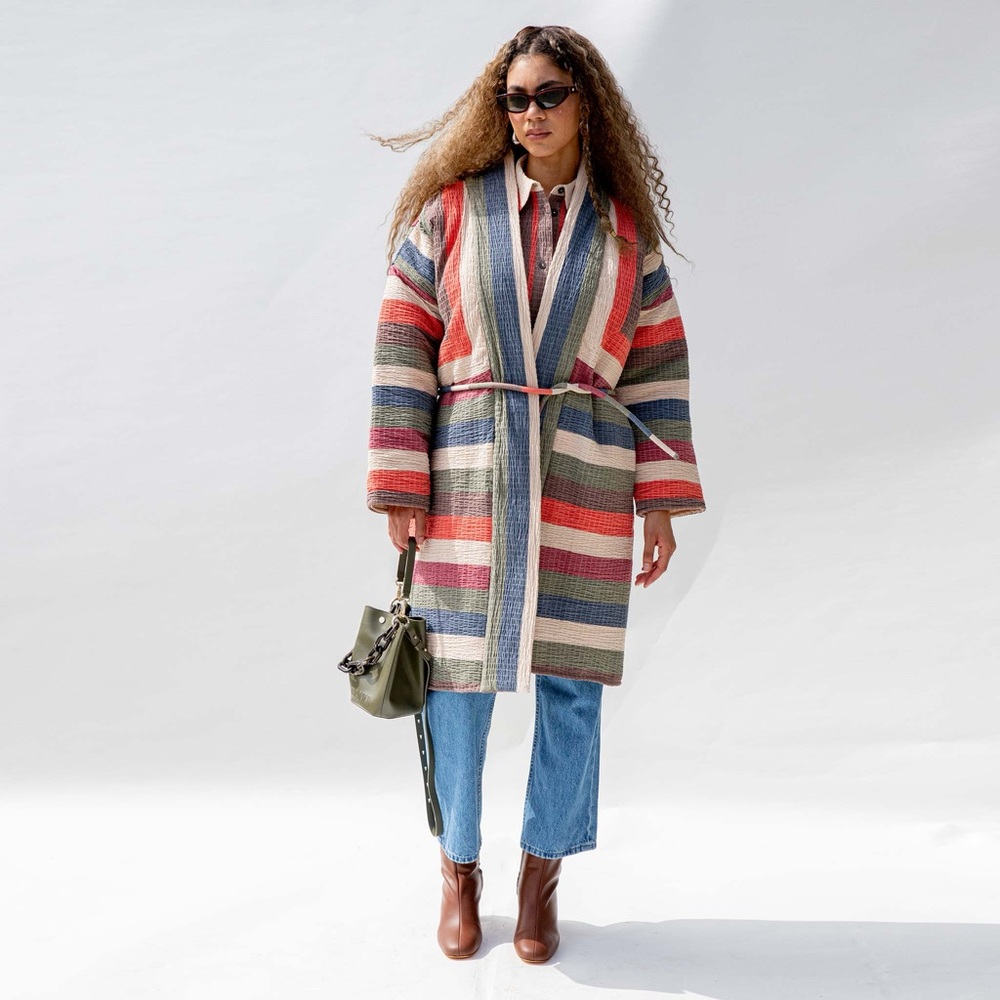 Colorful Striped Long Cardigan